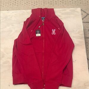 Psycho Bunny Red Zip-Up Hoodie with Embroidered Logo size XXL